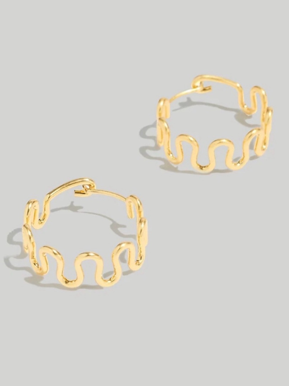 Madewell Wavy Hoop Earrings Vintage Gold Tone Squiggles Waves